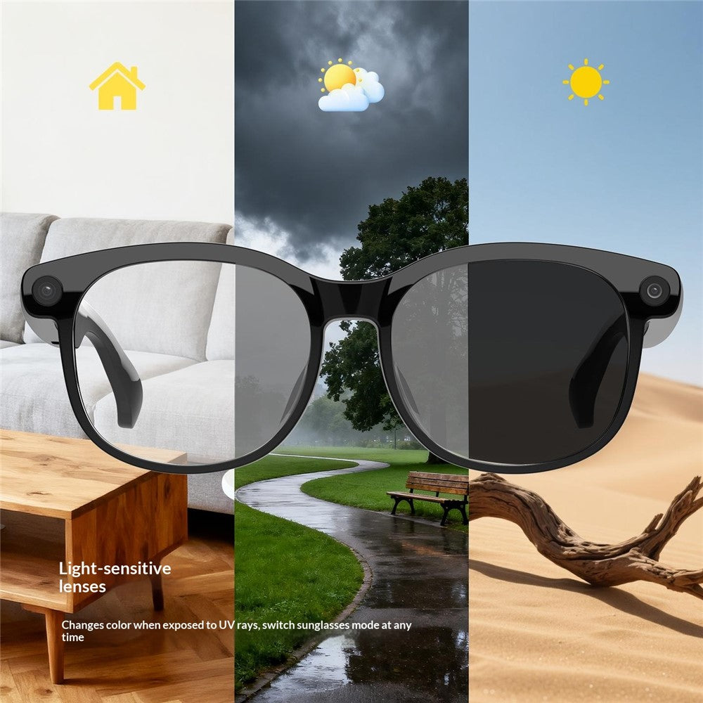 FG01 AI Smart Bluetooth-Compatible Glasses Calling Music Voice Assistant Photochromic Lenses 512M Memory