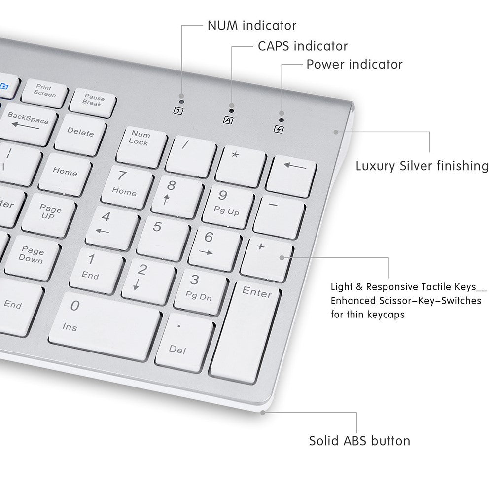 Compact Full-size Mute 2.4G Wireless Keyboard Mouse Combo Set
