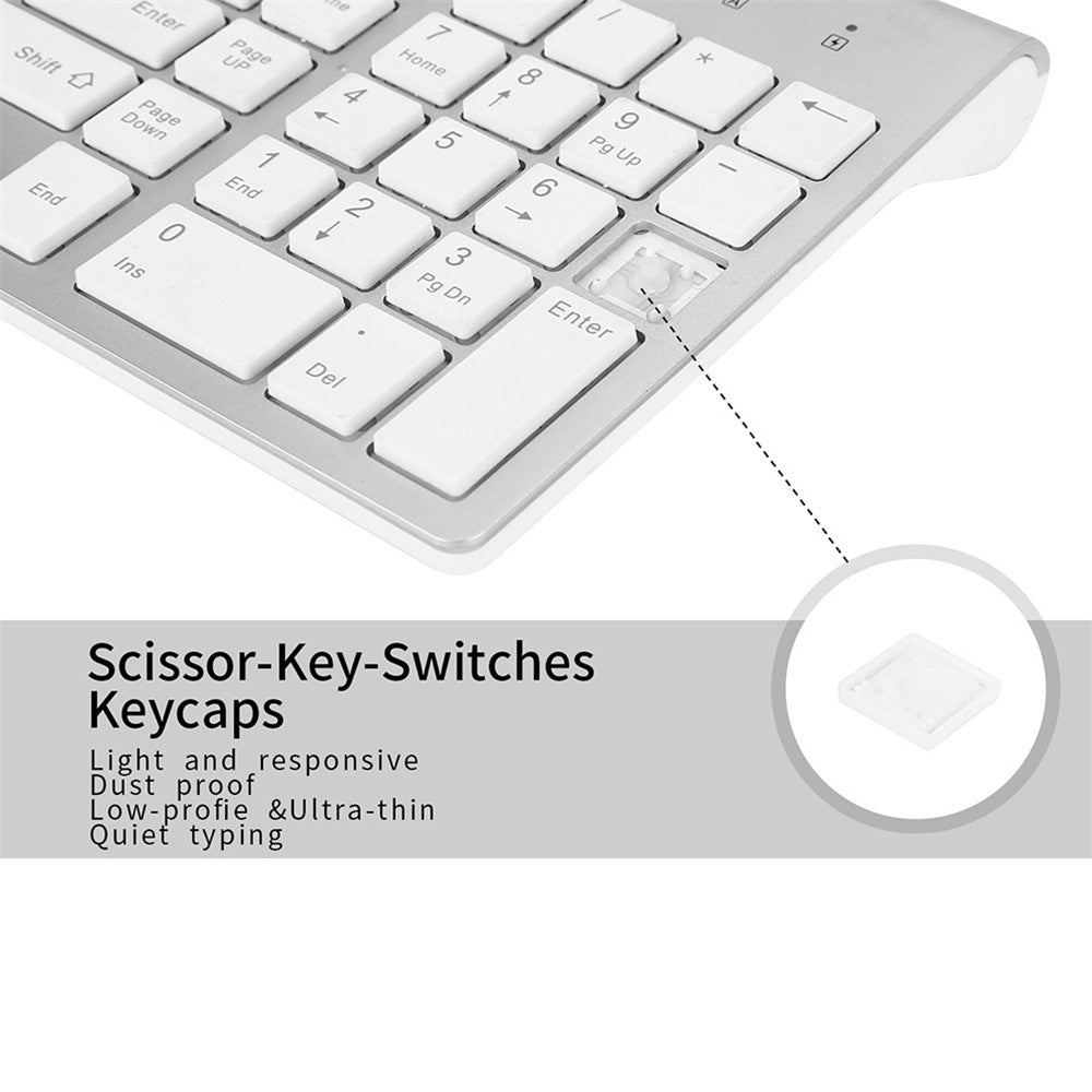 Compact Full-size Mute 2.4G Wireless Keyboard Mouse Combo Set