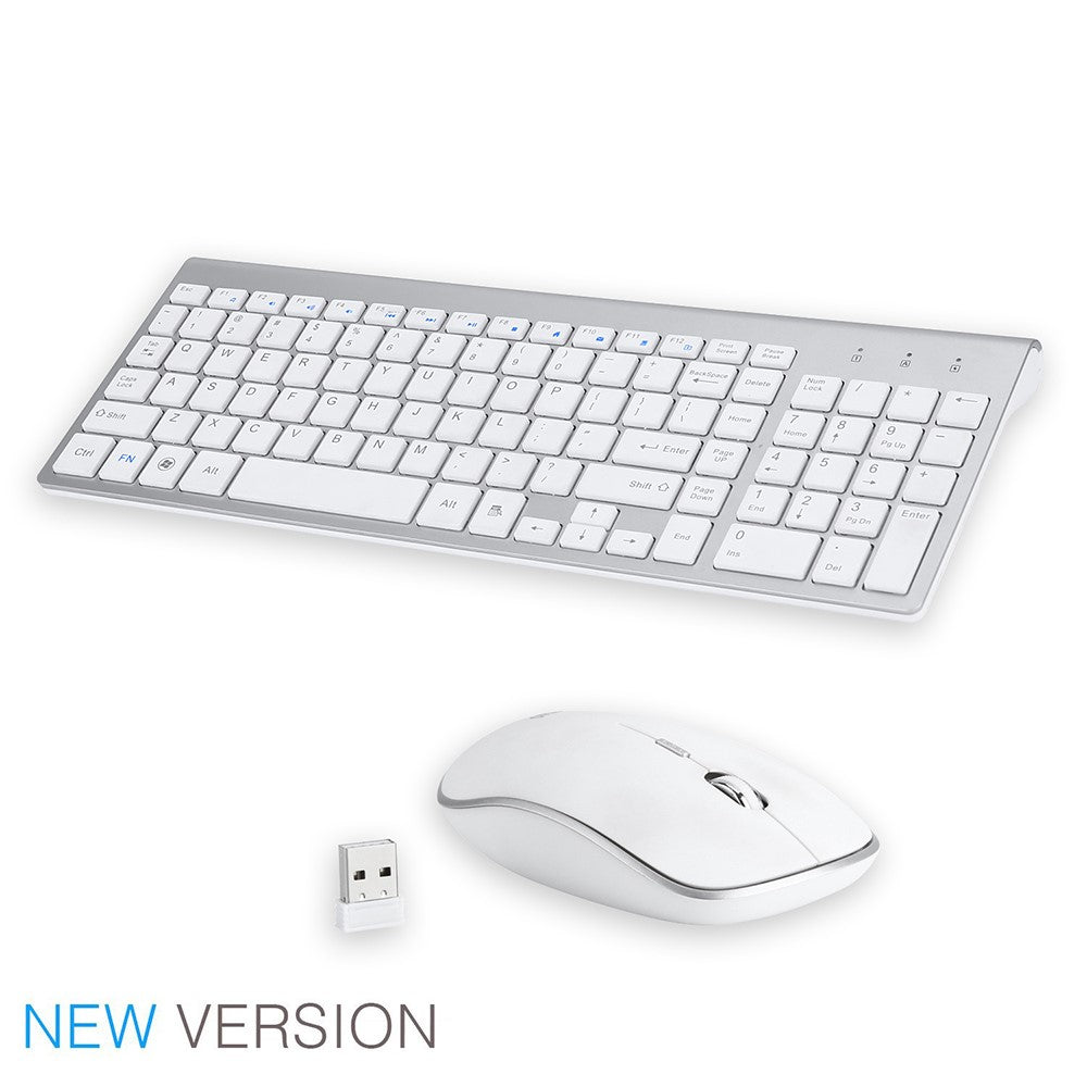 Compact Full-size Mute 2.4G Wireless Keyboard Mouse Combo Set